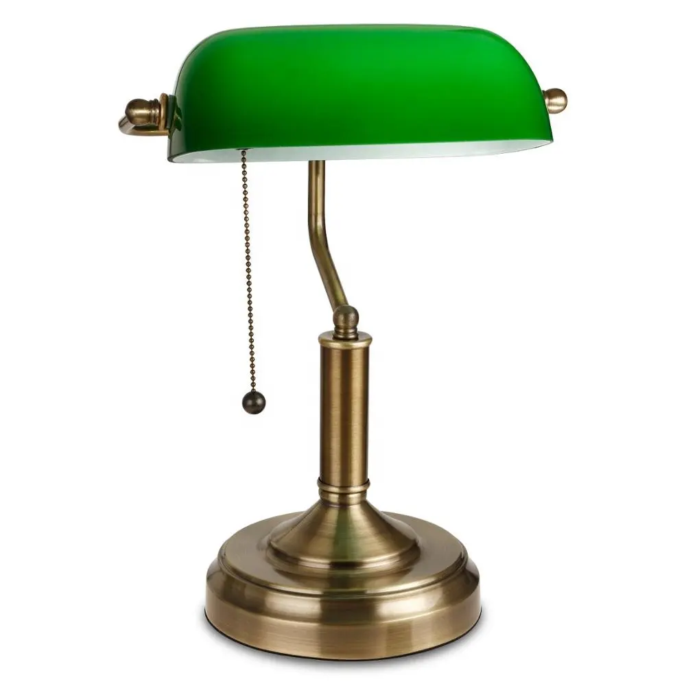 M-1096 Vintage Bankier Lamp Kantoor Vloerlamp Messing Antieke Stijl Emerald Groene Tafel Licht