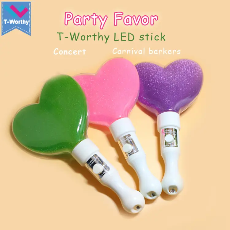 Party Favor Colorful Custom Logo Heart Shape Led Flashing Stick LED Light Up Stick