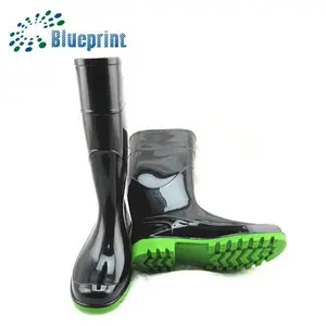 matin de seguridad botas de goma negro verde de goma de pvc de arranque la lluvia