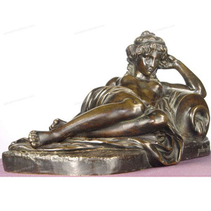 Statue de femme endormie Sculpture d'art de dame allongée en bronze de style européen nouveau design - Product Image 1