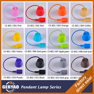 Lampe à <span class=keywords><strong>suspension</strong></span> <span class=keywords><strong>E27</strong></span> colorée simple, applique avec rose au plafond en plastique, fil textile tressé, douille de lampe en silicone - Product Image 4