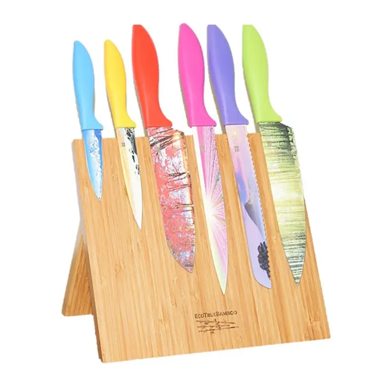 ナイフ、カトラリー、はさみ、キッチン用ツール用のプレミアム竹磁気ナイフストリップホルダー