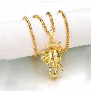 Fashion Jewelry New 18K Gold Plated Twisted Singapore Chain <strong>Necklace</strong> with Zircon <strong>Elephant</strong> Pendant for Men Punk Style Anniversary - Product Image 2