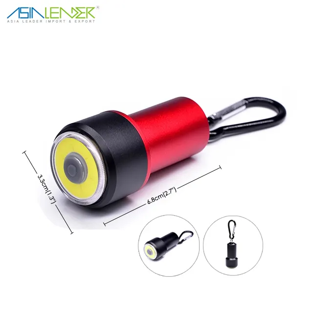 Easily Operate Tiny Pocket Keychain Flashlight with Carabiner Bright COB Mini Aluminum Flashlight