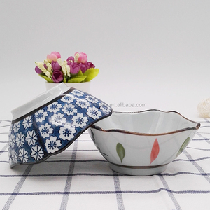 Ciotola di riso di ceramica quadrata giapponese delle stoviglie del dessert dell'insalata dello spuntino delle stoviglie del pizzo <span class=keywords><strong>retro</strong></span> per il ristorante domestico - Product Image 1