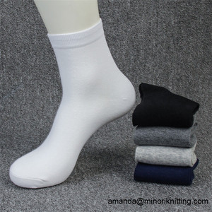 Minori Custom 100% Cotone Tinta Unita Bianco Calze Da Uomo Vestito Calza di Cotone Organico Senza Spandex - Product Image 1