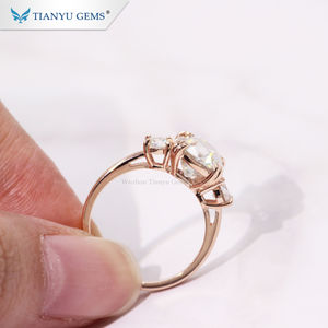 Tianyu-anillo de compromiso de moissanita para mujer, sortija de oro rosa de 14k/18k, 8x9, corte OMC - Product Image 6