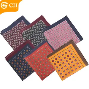 Customized Men's Fashion Accessories Hanky High Quality Digital Printed Pocket Squares Custom Design Printed Wool Handkerchief