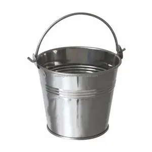 Galvanized tin pail flower pot planter