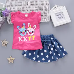 ハオベビー服スーツ子供服半袖コットンTシャツサマーキッドツーピースラビットヘッドスーツ