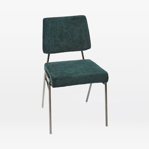 Chaise de salle à manger avec pieds en acier inoxydable, siège avec dossier, cadre en fil doré, de Style moderne, rembourré en encre bleue, pour Restaurant - Product Image 3