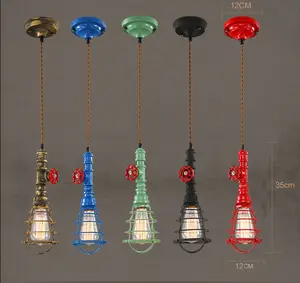 Vintage Industriële Hennep Touw Waterleiding Hanger Met Edison Lamp