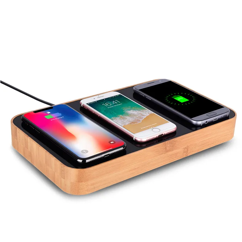4 USB-Anschlüsse schnelle Holz drahtlose Qi mobile Ladestation
