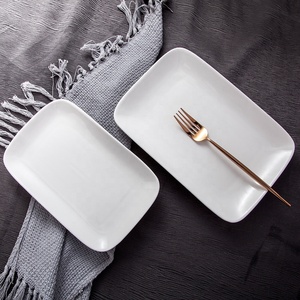 Hersteller Benutzer definiertes Logo Bankett Bright White Dining Food Serviert eller Deep <span class=keywords><strong>Ceramic</strong></span> Recta ngular <span class=keywords><strong>Plate</strong></span> - Product Image 3