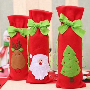 สีแดงรู้สึกคริสต์มาสขวดไวน์ถุงของขวัญ - Product Image 5