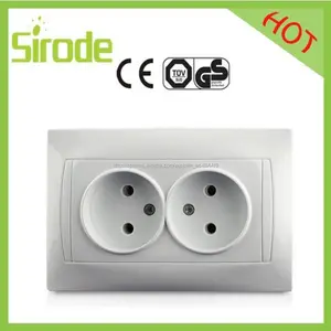 Europeo estándar 2 gang 2 pin socket outlet white / plateado / DELIXI proveedor