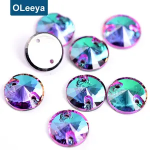 OLeeya 도매 최고의 품질 5A K9 유리 플랫 백 스트 라스 12mm 바느질 모조 다이아몬드 의류 및 드레스 대량
