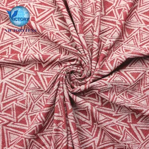 75 Polyester 20 Cotton 5 Spandex Loop Transfer Jacquard Fabric Floral Triangle Jacquard Elastic Yarn Dyed Fabric for Dress