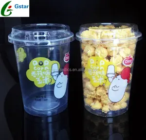 Cangkir Popcorn 1000Ml/32Oz, Wadah Kemasan Jagung Pop Plastik untuk Jagung dan Beras