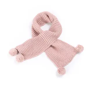 KR093 Autumn and winter fashion pure color knitted fringe kid scarf