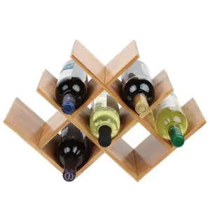 Elegante encimera moderna para el hogar, estante para vino, forma de mariposa, madera de bambú, 8 botellas, estante de almacenamiento para mesa - Product Image 2