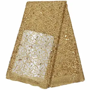 Gold Afrikanischen modedesign samt spitze stoff für hochzeit LC282-2