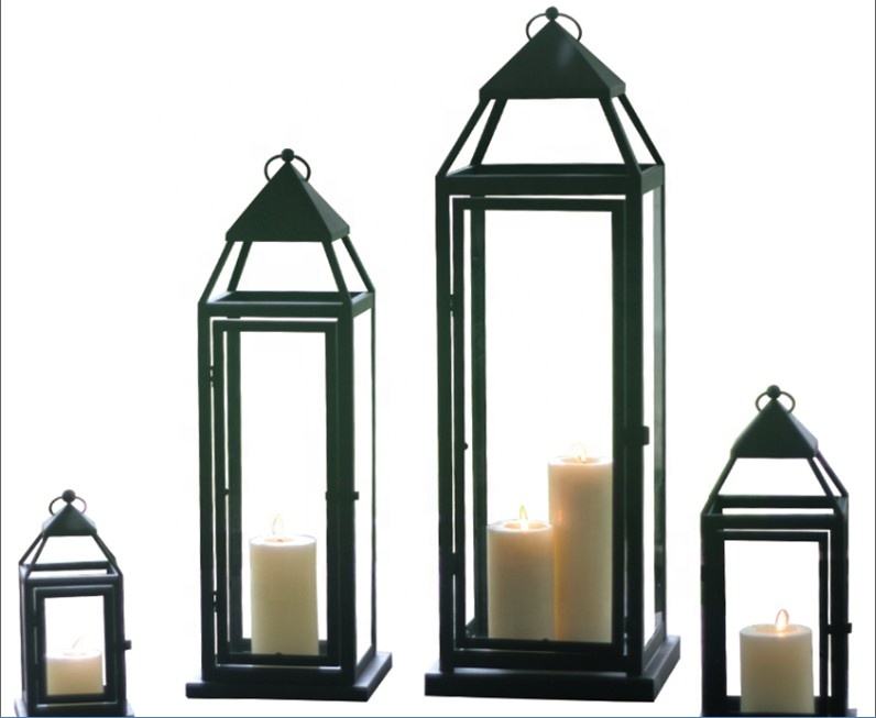 Portable classic indoor outdoor decorating metal glass candle holder