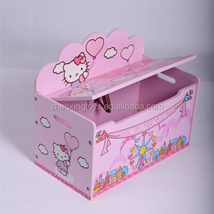 Scatola portaoggetti in legno rosa per bambini - Product Image 2