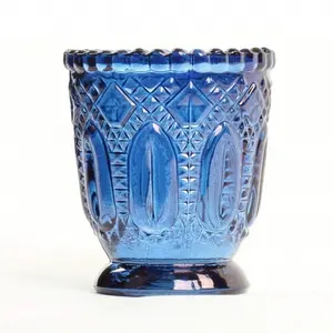 Linlang Groothandel Vintage Glas Votive Kandelaars Kobalt Blauw Glas Kandelaars