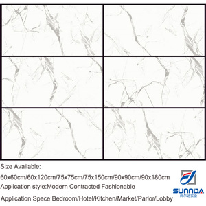 <span class=keywords><strong>Piastrelle</strong></span> in Gres Porcellanato Lucidato Effetto Marmo Calacatta Bianco Italiano, Formato Extra Large 900x1800mm, per Pavimenti di Ingressi - Product Image 6