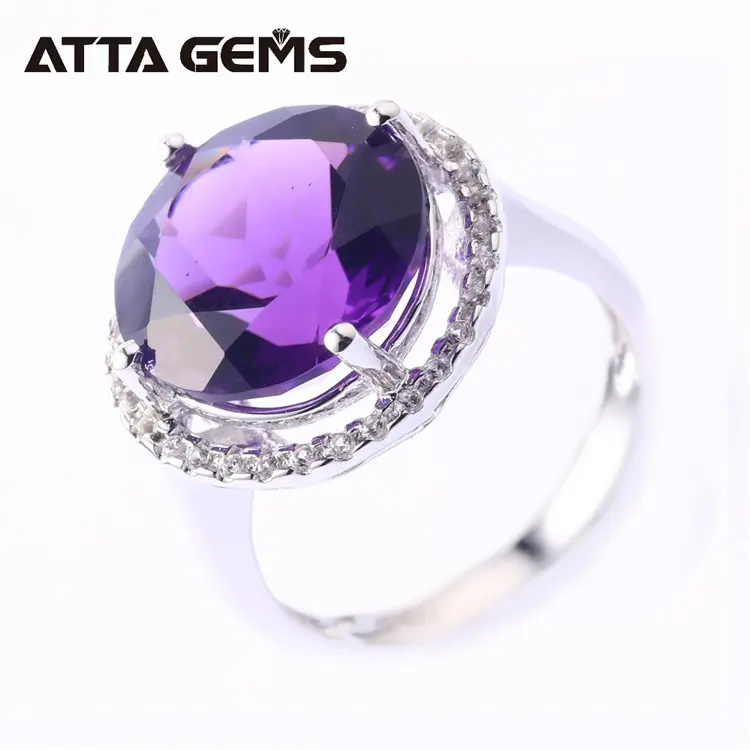 Amethyst Crystal 925 Sterling Silver Purple Amethyst Ring Jewelry For Women Birthday Gift Party Wedding Ring