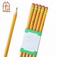 Crayons hexagonaux jaunes en bois HB, pointe en caoutchouc, logo personnalisé, vente en gros d'usine, prix bas en vrac pour fournitures scolaires et de bureau