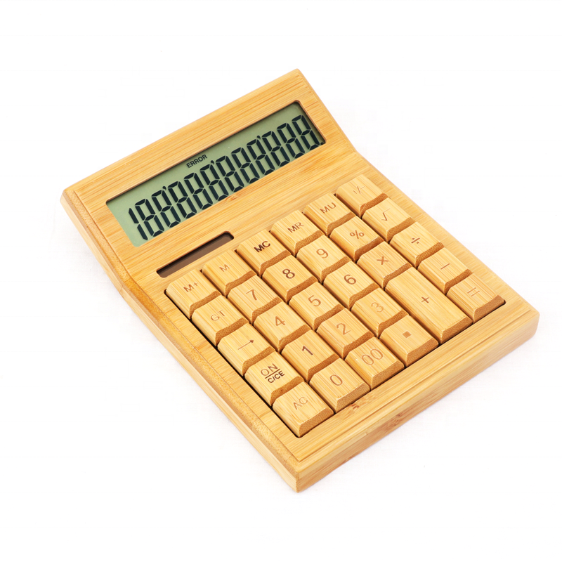 Factory wholesale bamboo office desktop solar panel calculator
