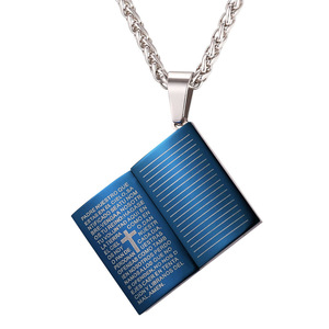 Oro nero placcato blu 316L in acciaio inox ciondolo a forma di <span class=keywords><strong>libro</strong></span> collana gioielli ciondoli e ciondoli - Product Image 2