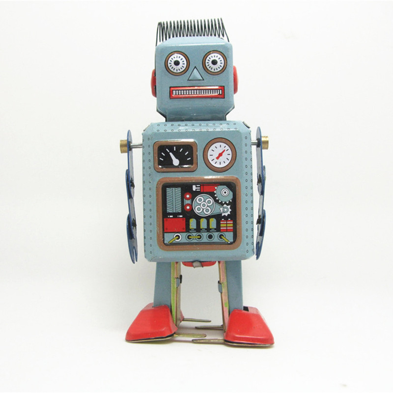 Лидер продаж по всему миру, винтажный механический Заводной механизм, Заводной металлический ходячий робот, жестяная игрушка, подарок для детей
