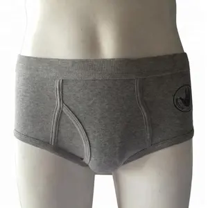 Effen Kleur Rib Katoen Mannen Boxer Shorts Heren Ondergoed met Front Open