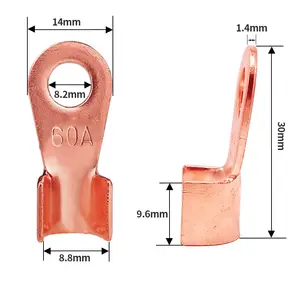 OT-60A 60A 8.2mm Copper Nose Lugs Circular Splice Terminal Wire Connectors