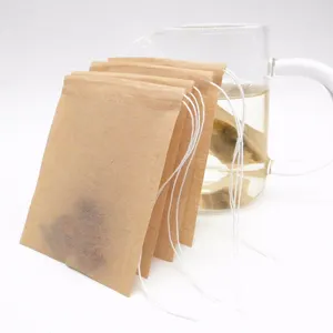Unbleached tea bags empty bag tag printing with string for cut herbs
