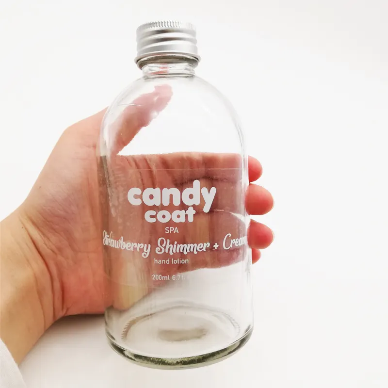 Custom Printed Adhesive Waterproof Clear Labels for 200ml Plastic Glass Bottle