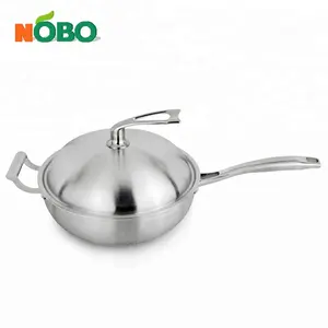High Quality 3 Layers Stainless Steel 304 Frying Pan with Stainless Steel Lid
