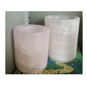 Witte Onyx Kandelaars/Kaars Pot Met Glazen Refill Insert
