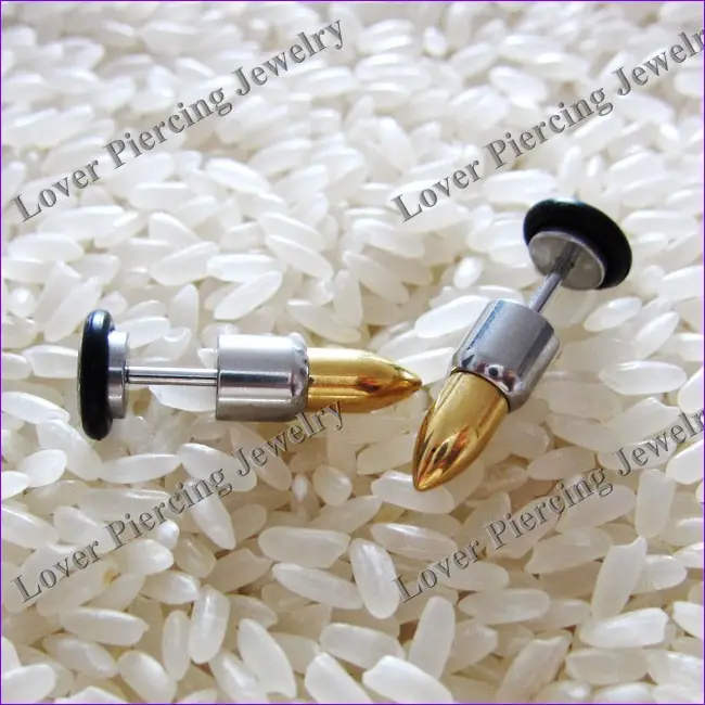 [SS-J400A] Wholesale Bullet Design Steel Ear Plug Tunnel Piercing Fake Ear Plug