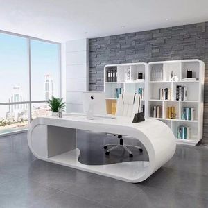 Elegant Office Table <strong>Corner</strong> L Shape <strong>Desk</strong> with Drawer and Bookshelf Acrylic Solid Surface Office <strong>Desk</strong> - Product Image 4