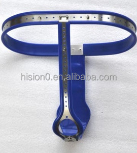 2016 Newest Blue Silicone Stainless Steel T-shape <strong>Chastity</strong> <strong>Belt</strong> With Side Shield Bondage for <strong>Female</strong> - Product Image 2