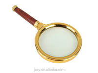 10X 60mm 70mm 80mm 90mm Diameter Reading Magnifying Glass Gold-Plated Wood Handle Magnifying Glass