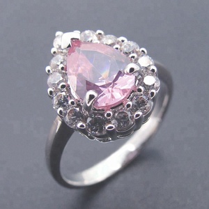 Cincin Zirkon Bentuk Pir, Perhiasan CZ Perak Murni 925 Kualitas Terbaik - Product Image 2
