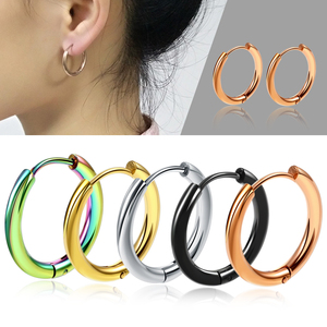 Fashion 316L Stainless Steel Steel <strong>Hinged</strong> Mens Womens <strong>Hoop</strong> <strong>Earrings</strong> - Product Image 1