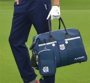 再生イーグルゴルフボストンバッグとポーチカスタムゴルフの服バッグキャンバスゴルフ旅行バッグ