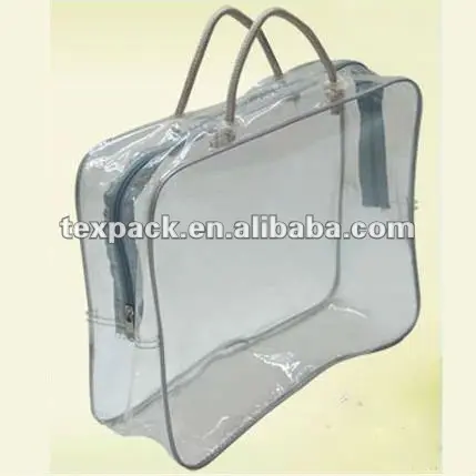 Colcha de pvc transparente com zíper saco com alças 2