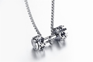 DY Temu Giảm Giá Mạnh Vòng Cổ Mặt Hình Quả Tạ Daren Tập Thể Dục Bằng Thép Không Gỉ Vòng Cổ Mặt Hình Quả Tạ Vàng Cho Nam - Product Image 4